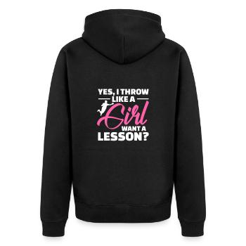 Handball - Unisex Premium Organic Zip Hoodie - black - Back - Nico (187cm)