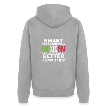 Mexiko - Unisex Premium Bio Zip Hoodie - Grau meliert - Hinten - Nico (187cm)