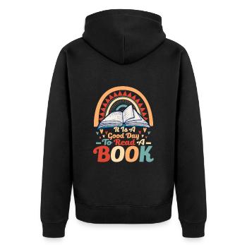 Buch lesen Lustige Bibliothek Lesen Liebhaber Bücher - Unisex Premium Bio Zip Hoodie - Schwarz - Hinten - Nico (187cm)