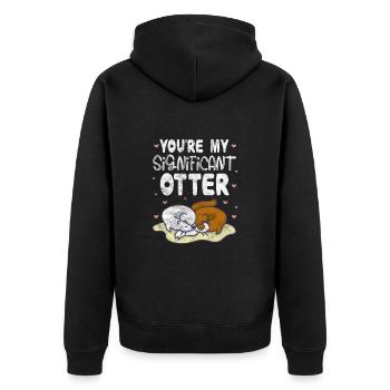 Otter - Unisex Premium Bio Zip Hoodie - Schwarz - Hinten - Nico (187cm)