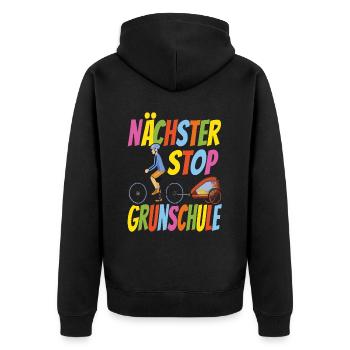 Nächster Stop Grundschule - Fahrrad - Unisex Premium Bio Zip Hoodie - Schwarz - Hinten - Nico (187cm)