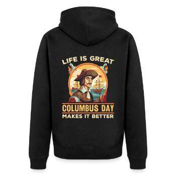 Christoph Kolumbus Italienisch-Amerikanischer Kolumbus-Tag - Unisex Premium Bio Zip Hoodie - Schwarz - Hinten - Nico (187cm)