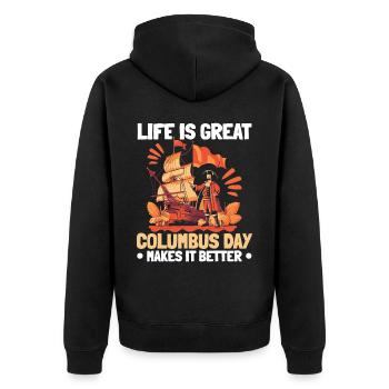 Christopher Columbus Italian American Columbus Day - Unisex Premium Organic Zip Hoodie - black - Back - Nico (187cm)