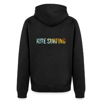 kite surfing retro - Unisex Premium Bio Zip Hoodie - Schwarz - Hinten - Nico (187cm)