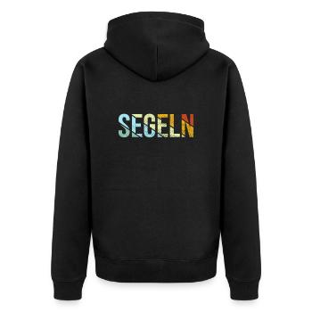 Segeln Retro - Unisex Premium Bio Zip Hoodie - Schwarz - Hinten - Nico (187cm)