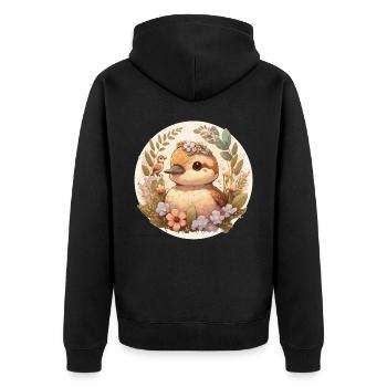 Cottagecore Mignon Bébé Canard Kawaii Caneton Floral - Veste à capuche bio Premium Unisexe - noir - Dos - Nico (187cm)