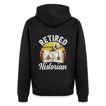 Retired Historian History History Profession - Unisex Premium Organic Zip Hoodie - black - Back - Nico (187cm)