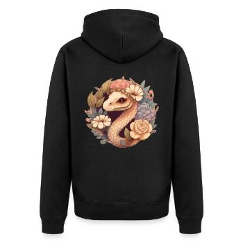 Cute Cottagecore Snake Serpent Goblincore Aestheti - Unisex Premium Bio Zip Hoodie - Schwarz - Hinten - Nico (187cm)
