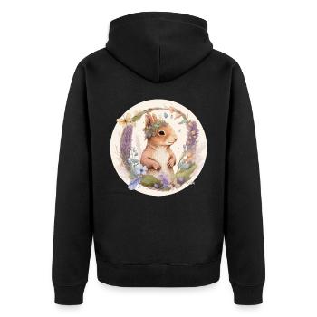 Cottagecore Mignon Bébé Écureuil Rongeur Aquarelle F - Veste à capuche bio Premium Unisexe - noir - Dos - Nico (187cm)