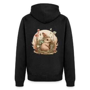 Cottagecore Mignon Bébé lapin Lapin Aquarelle Flow - Veste à capuche bio Premium Unisexe - noir - Dos - Nico (187cm)