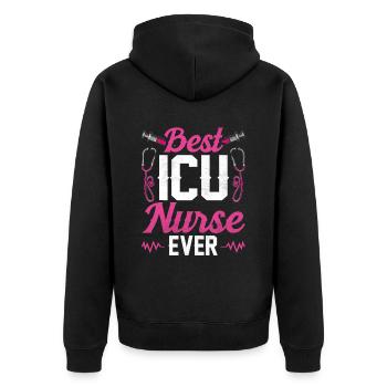 Best Intensive Care Nurse Ever - Unisex Premium Organic Zip Hoodie - black - Back - Nico (187cm)