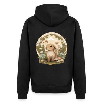 Cottagecore Mignon Bébé lapin Lapin Aquarelle Flow - Veste à capuche bio Premium Unisexe - noir - Dos - Nico (187cm)