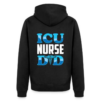 Intensive Care Nurse Dad Intensive Care - Unisex Premium Organic Zip Hoodie - black - Back - Nico (187cm)