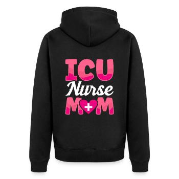 Intensive Care Nurse Mom Intensive Care - Unisex Premium Organic Zip Hoodie - black - Back - Nico (187cm)