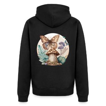 Cottagecore Butterfly Mushroom Plants Goblincore A - Veste à capuche bio Premium Unisexe - noir - Dos - Nico (187cm)