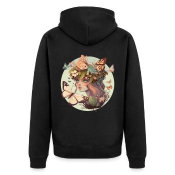 Cottagecore Butterfly Girl Cute Goblincore Fantasy - Unisex Premium Bio Zip Hoodie - Schwarz - Hinten - Nico (187cm)