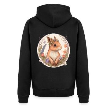 Cottagecore Mignon Bébé Écureuil Fleur Kawaii Roden - Veste à capuche bio Premium Unisexe - noir - Dos - Nico (187cm)