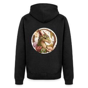 Cottagecore Dragon Cute Fantasy Anime Animal Flowe - Unisex Premium Organic Zip Hoodie - black - Back - Nico (187cm)