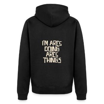 I'm Ares doing Ares things - Unisex Premium Organic Zip Hoodie - black - Back - Nico (187cm)