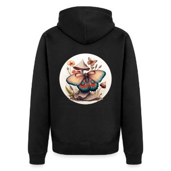Cottagecore Butterfly Mushroom Forest Plants Botan - Unisex Premium Organic Zip Hoodie - black - Back - Nico (187cm)