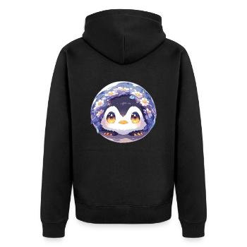Pinguine - Unisex Premium Bio Zip Hoodie - Schwarz - Hinten - Nico (187cm)