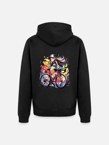 Rennrad Mädchen - Unisex Premium Bio Zip Hoodie - Schwarz