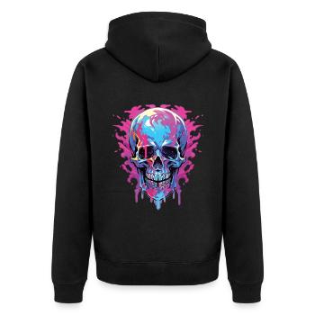 Skulls - Unisex Premium Bio Zip Hoodie - Schwarz - Hinten - Nico (187cm)