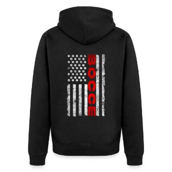 Bocce Ball Player USA Flag Patriotic - Unisex Premium Organic Zip Hoodie - black - Back - Nico (187cm)