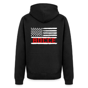 Bocce Ball Player USA Flag Patriotic - Unisex Premium Organic Zip Hoodie - black - Back - Nico (187cm)