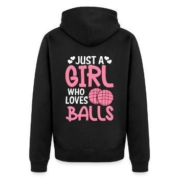 Bocce Ball Spieler - Unisex Premium Bio Zip Hoodie - Schwarz - Hinten - Nico (187cm)