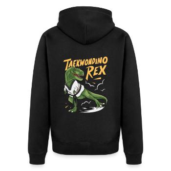 Taekwondino Rex Dinosaur Lover T-rex - Unisex Premium Organic Zip Hoodie - black - Back - Nico (187cm)