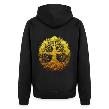 Arbre du monde d’or Yggdrasil Mythologie nordique - Veste à capuche bio Premium Unisexe - noir - Dos - Nico (187cm)