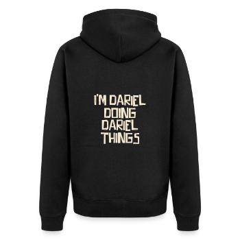 Je suis Dariel en train de faire des choses à Dariel - Veste à capuche bio Premium Unisexe - noir - Dos - Nico (187cm)