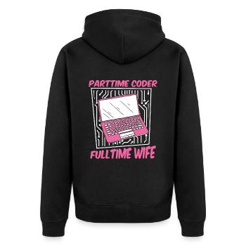 Entwickler Coder Programmierer Gattin - Unisex Premium Bio Zip Hoodie - Schwarz - Hinten - Nico (187cm)