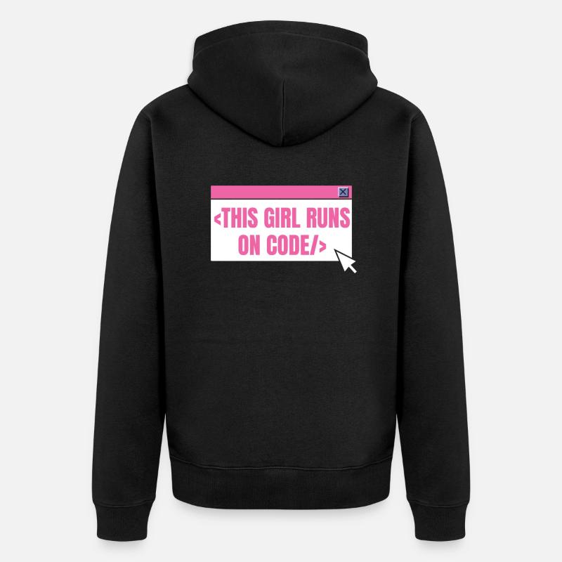 Developer Coder Programmer Girl - Unisex Premium Organic Zip Hoodie - black