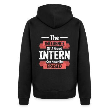 Praktikant Geschenk Unbezahlter Praktikant - Unisex Premium Bio Zip Hoodie - Schwarz - Hinten - Nico (187cm)