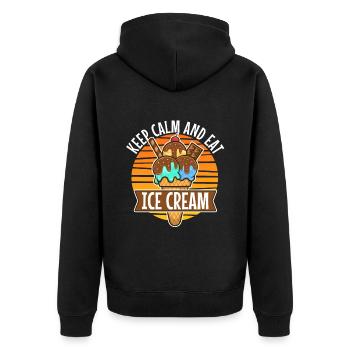 Keep calm and eat ice cream - Unisex Premium Organic Zip Hoodie - black - Back - Nico (187cm)