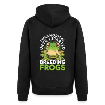 Frog breeder Frog breeder - Unisex Premium Organic Zip Hoodie - black - Back - Nico (187cm)