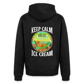 Restez calme et mangez de la crème glacée - Veste à capuche bio Premium Unisexe - noir - Dos - Nico (187cm)