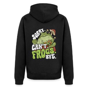 Frog : Désolé. Ne. Grenouilles. Au revoir. Éleveurs de grenouilles - Veste à capuche bio Premium Unisexe - noir - Dos - Nico (187cm)