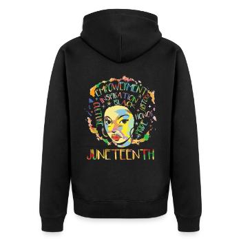 Juneteenth Women African American Roots - Unisex Premium Organic Zip Hoodie - black - Back - Nico (187cm)