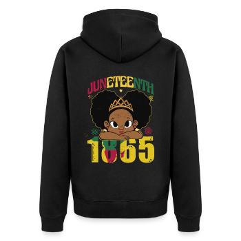 Girl Juneteenth - Unisex Premium Organic Zip Hoodie - black - Back - Nico (187cm)