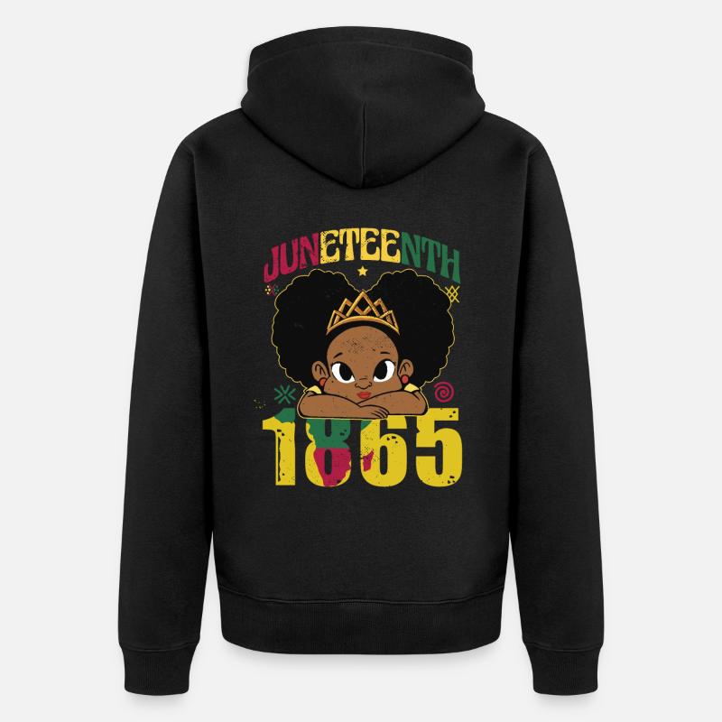 Mädchen Juneteenth - Unisex Premium Bio Zip Hoodie - Schwarz
