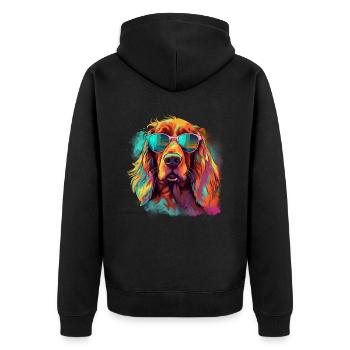 Irish Red Setter Hund Hunderasse - Unisex Premium Bio Zip Hoodie - Schwarz - Hinten - Nico (187cm)