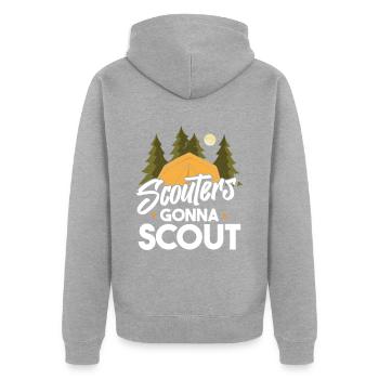 Boy Scout drôle - Veste à capuche bio Premium Unisexe - gris chiné - Dos - Nico (187cm)