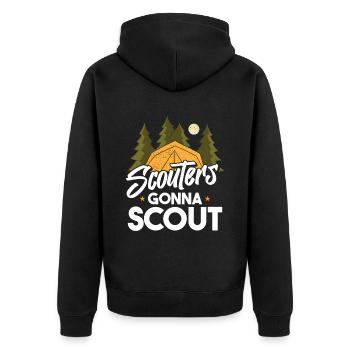 Boy Scout Funny - Unisex Premium Organic Zip Hoodie - black - Back - Nico (187cm)