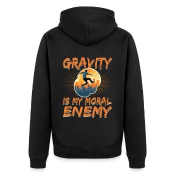 Parkour Le Parcour Freerunning Extremsport - Unisex Premium Bio Zip Hoodie - Schwarz - Hinten - Nico (187cm)