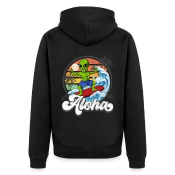 Aloha Hawaiian Hawaiian Surfer Surfing - Unisex Premium Organic Zip Hoodie - black - Back - Nico (187cm)