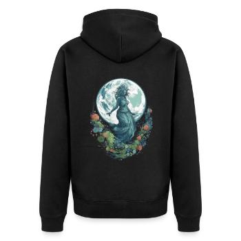 Respektier Muttererde Unseren Planeten Natur - Unisex Premium Bio Zip Hoodie - Schwarz - Hinten - Nico (187cm)