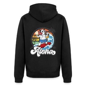 Aloha Hawaiian Hawaiian Surfer Surfing - Unisex Premium Organic Zip Hoodie - black - Back - Nico (187cm)